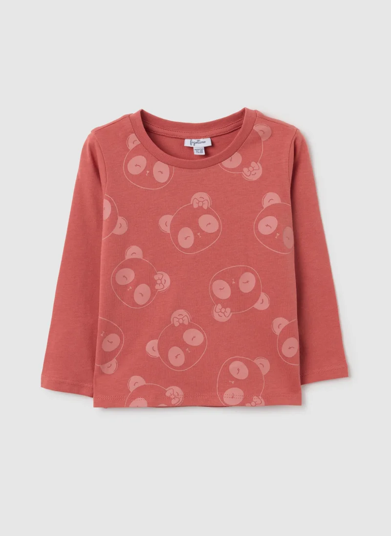 Ovs OVS Pink Long-Sleeved Cotton T-Shirt